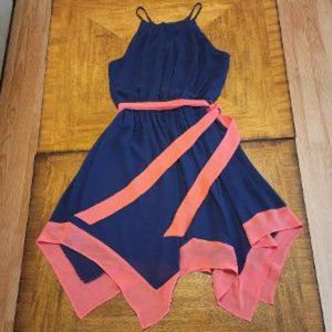 I.N. San Francisco Navy & Blue Asymmetrical Dress